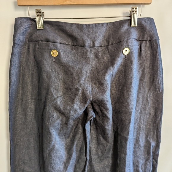 Michael Kors Wide Leg Linen Pants 2 Navy Blue Natural Fiber Dress Pant - Picture 4 of 10